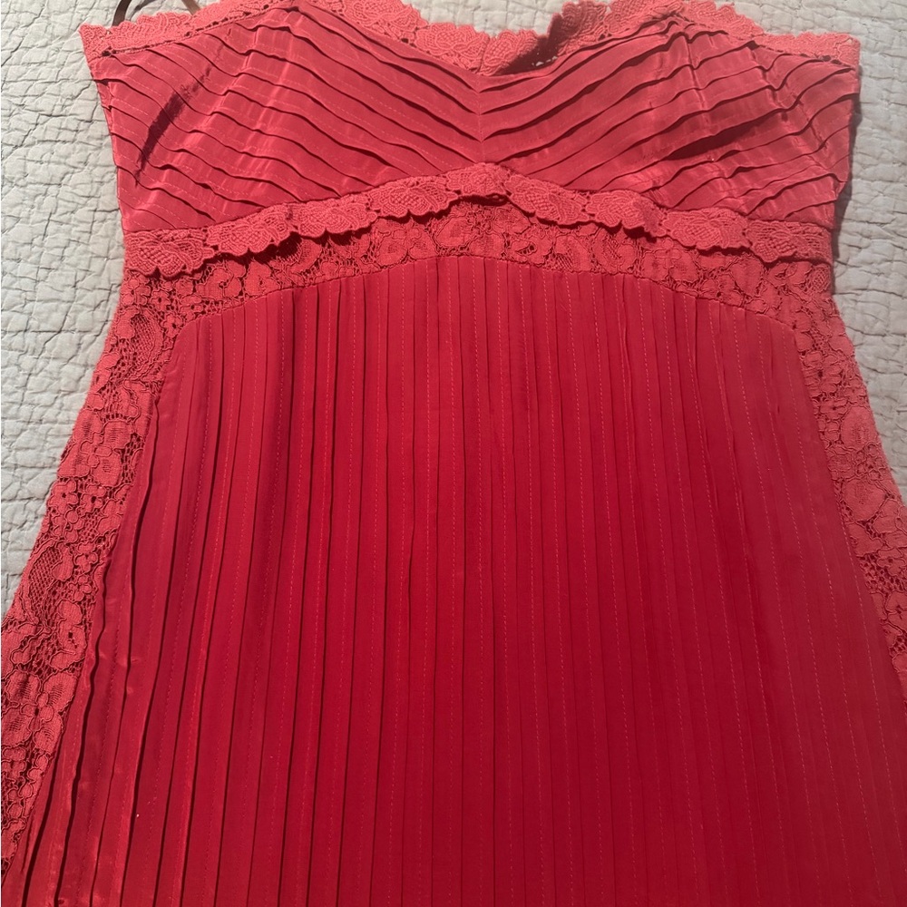 Farm-Rio Spaghetti Strap Lace-Trim Midi Dress in a dark red. - Picture 10 of 11